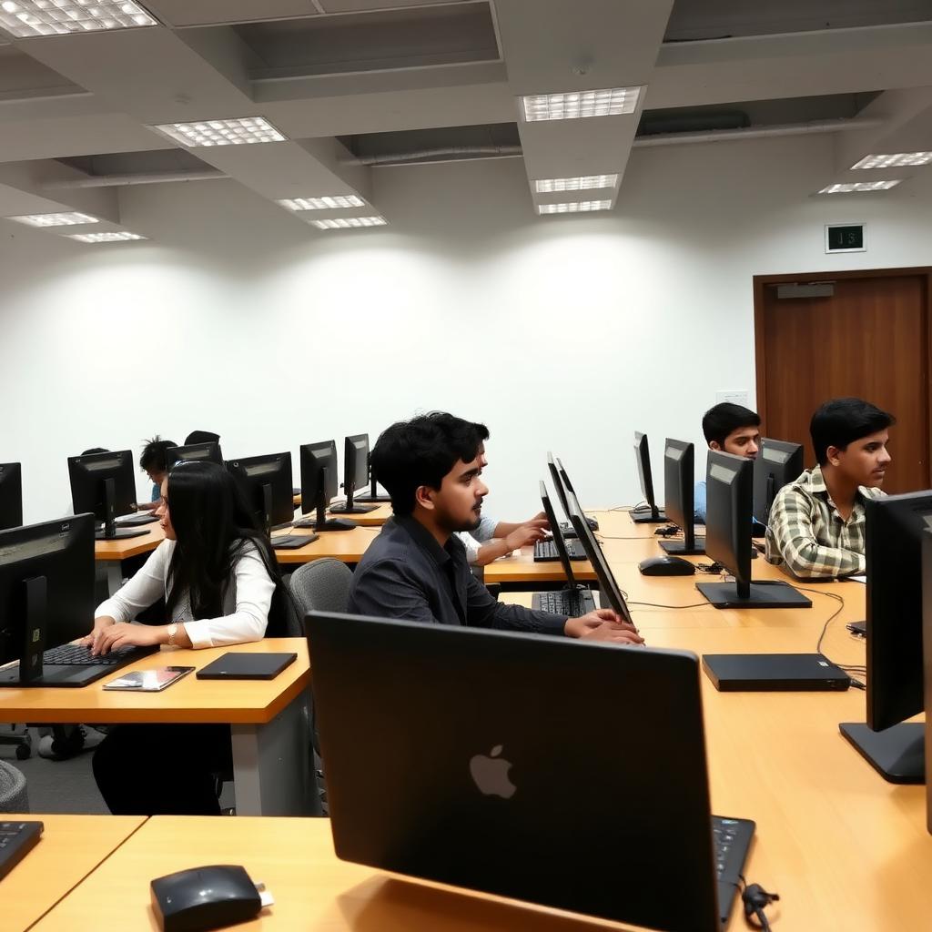 Students working on computers during internship training in Mohali